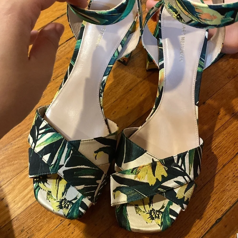 Stuart Weitzman / NEW Carmina ANKLE STRAP floral TROPICAL Platform Sandal 9.5